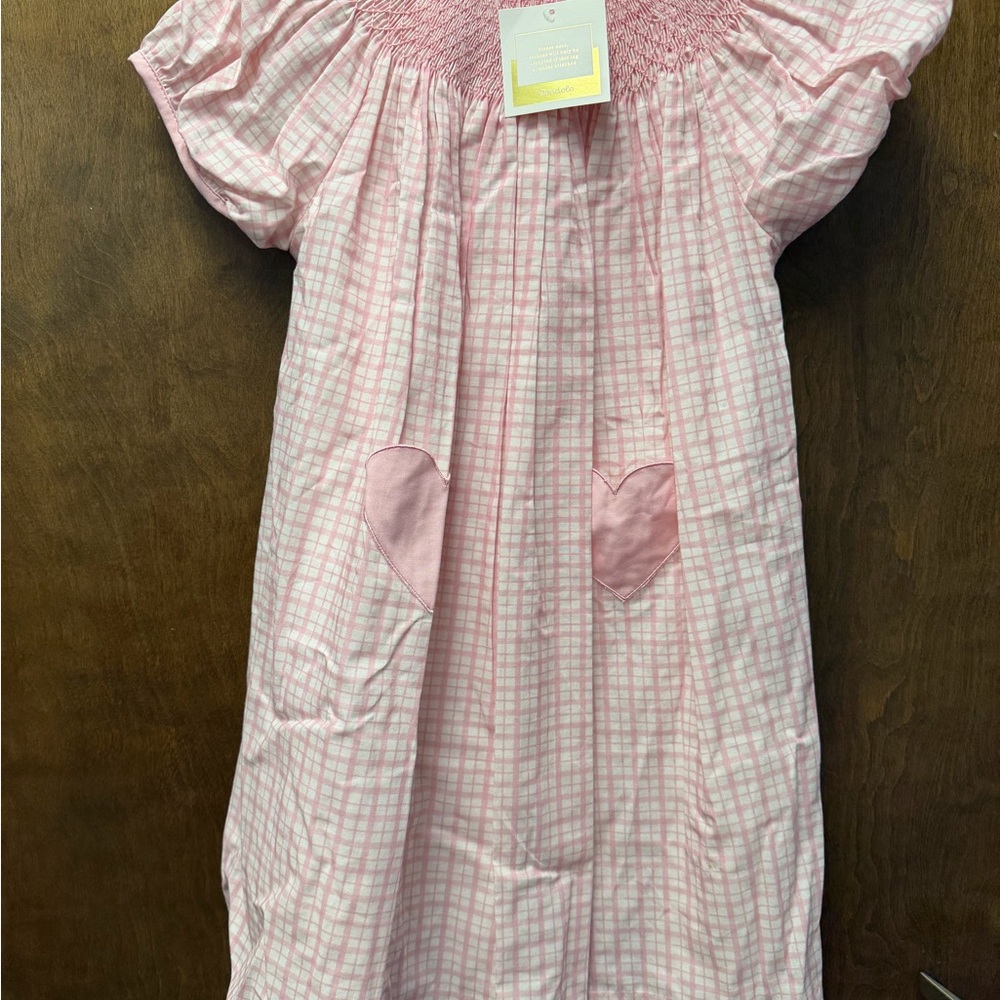 Pink Plaid Little Girls Smocked Dress